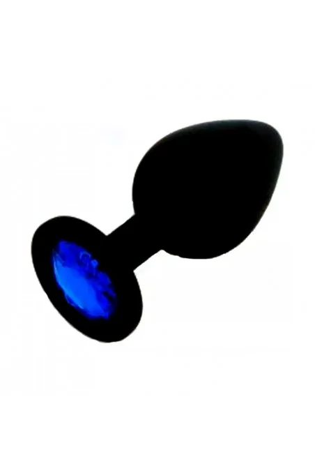 (CHICO) Plug de Siliconas S Negro con Joya Azul