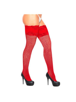 Medias de Red y Puntilla Ancha Roja Malena