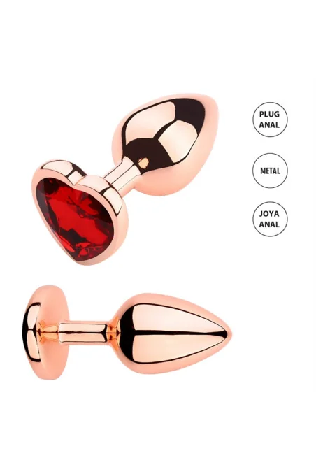 (CHICO) Plug Anal Cassiopeia Corazon Small Color Gold Rosado Con Joya Roja