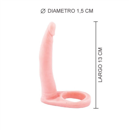 (14 cm x 1,8 Ø) Anillo para doble penetración Hot Finger L Piel