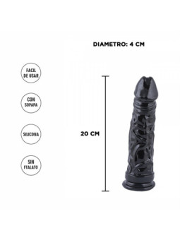 (20cm x 4ø) Dildo con sopapa americano grande negro