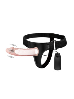 Funda con arnes y vibrador de velocidad regulable