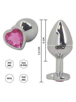 (Mediano) Joya anal corazon rosa metalica tamaño M