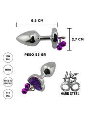 Centaurus: Joya anal con forma de corazon violeta y cascabeles