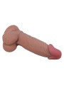 Dildo con testiculos vertebrado con sopapa flexible con piel extensible