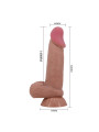 Dildo con testiculos vertebrado con sopapa flexible con piel extensible