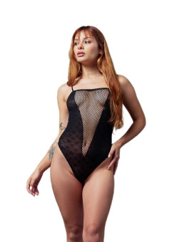 Body de Encaje con Red Negro