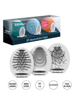 Kit de 3 huevos masturbadores de suave textura