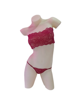 Bandeau e hilo dental de puntilla | Bordó