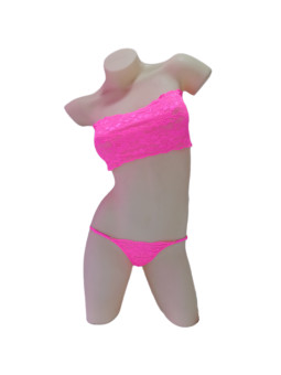 Bandeau e hilo dental de puntilla | Fucsia