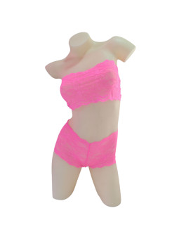 Bandeau y culotte de puntilla | Fucsia
