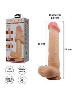 Dildo vertebrado con sopapa con piel extensible