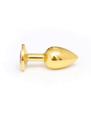 Plug Anal Metalico Dorado Con Joya Roja Small